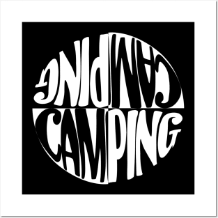 Camping Text Logo Black White Gift Posters and Art